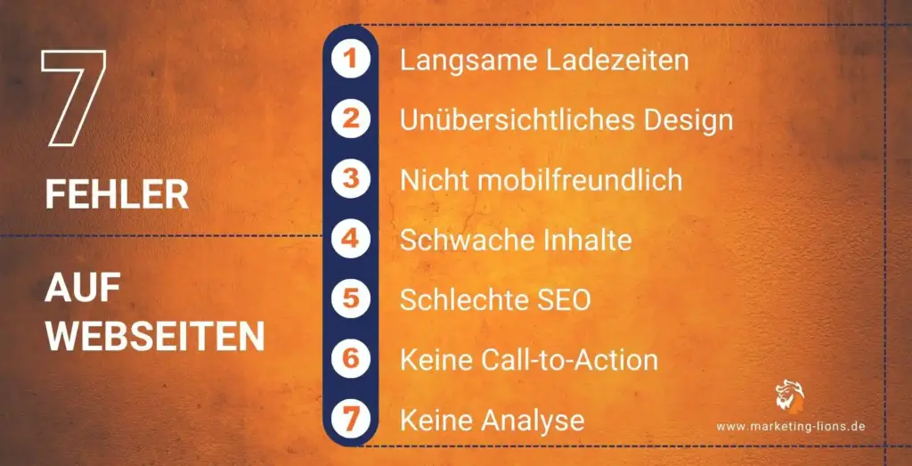 Marketing Lions Website optimieren sieben fehler vermeiden infografik